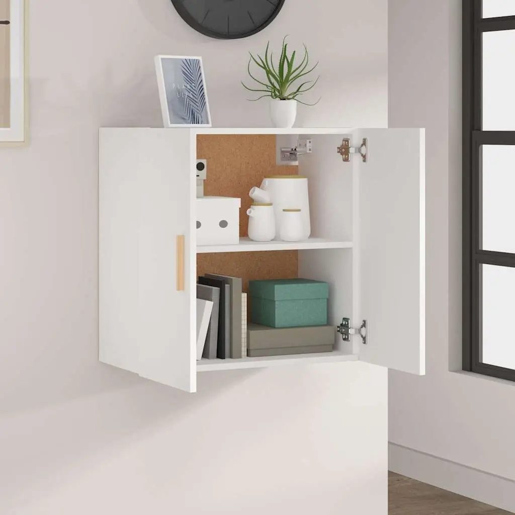 Wall Cabinet Storage Floating Engineered Wood White 60x30x60cm Living Room