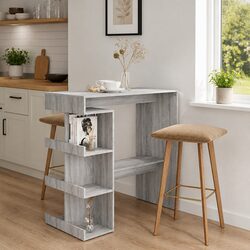 Bar Table with Storage Rack Grey Kitchen Dining Bistro Pub Furniture