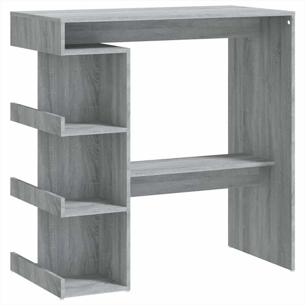 Bar Table Grey Kitchen Dining Bistro with Storage Rack 100L x 50W x 101.5H cm