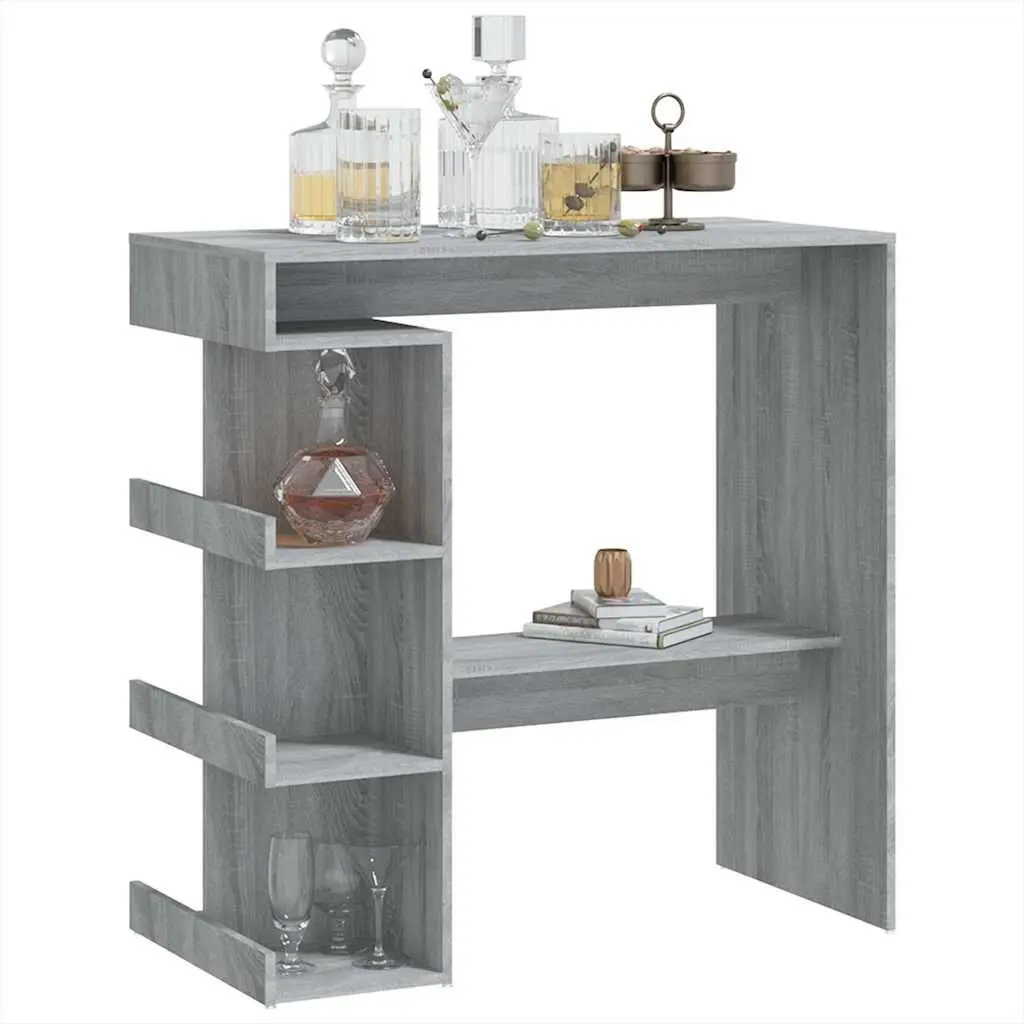 Bar Table Grey Kitchen Dining Bistro with Storage Rack 100L x 50W x 101.5H cm
