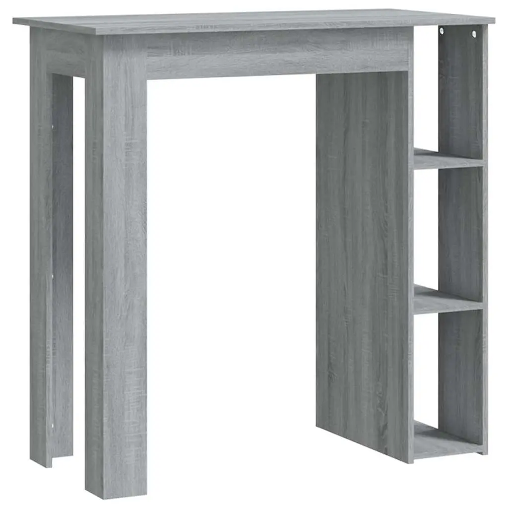 Bar Table with Storage Shelves Grey Compact Kitchen Dining Room Furniture