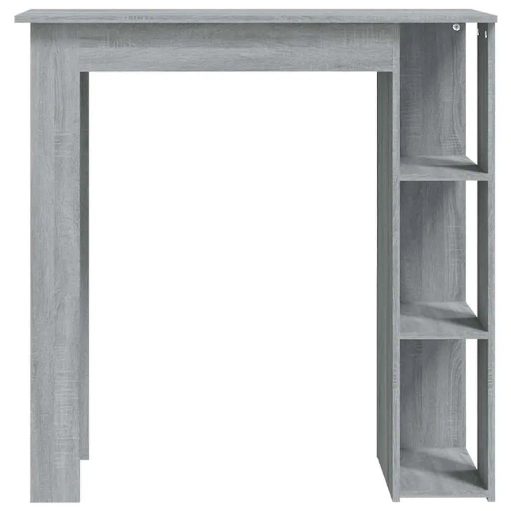 Bar Table with Storage Shelves Grey Compact Kitchen Dining Room Furniture