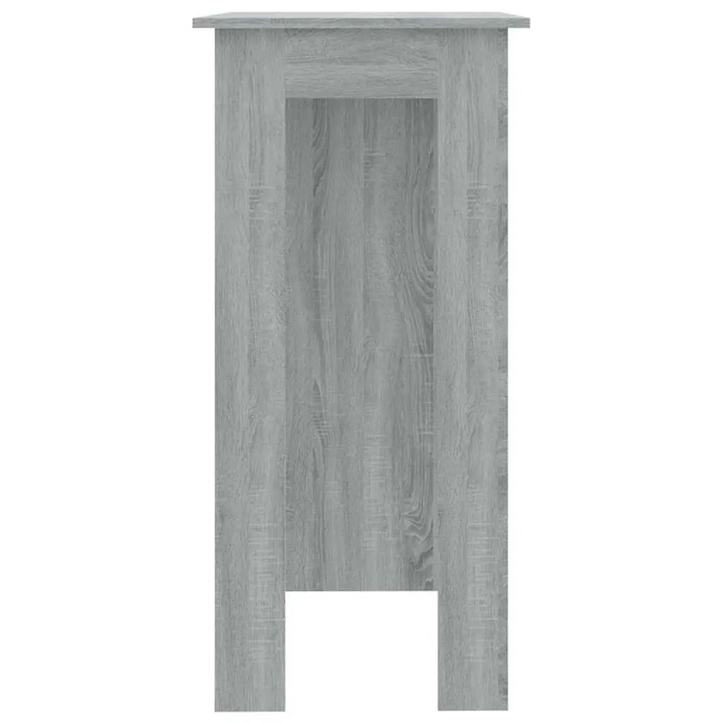 Bar Table with Storage Shelves Grey Compact Kitchen Dining Room Furniture