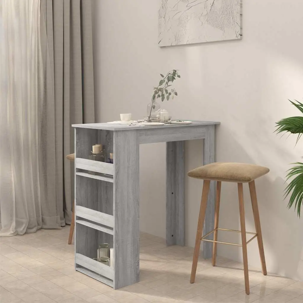 Bar Table Compact Kitchen Dining Furniture 102 x 50 x 103.5 cm Grey Sonoma