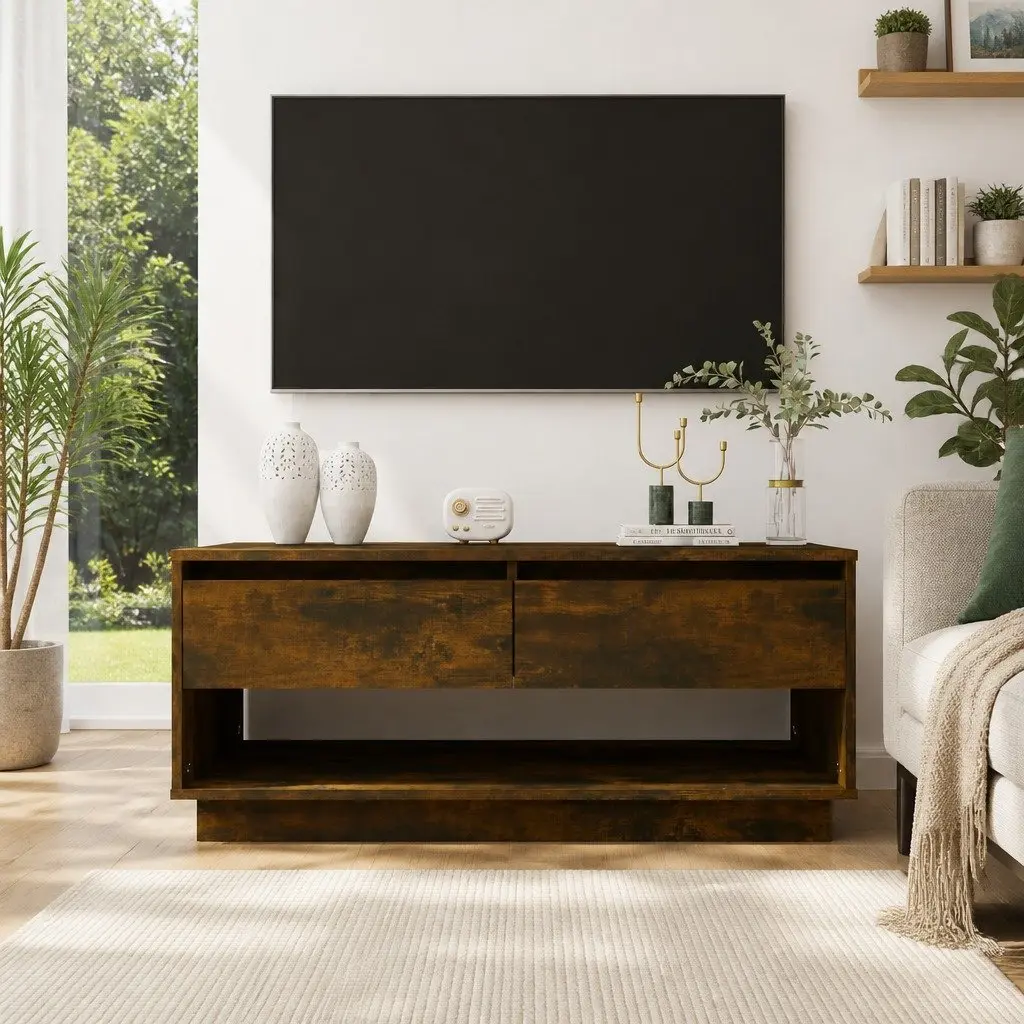 Brown TV Cabinet with Ample Storage Space