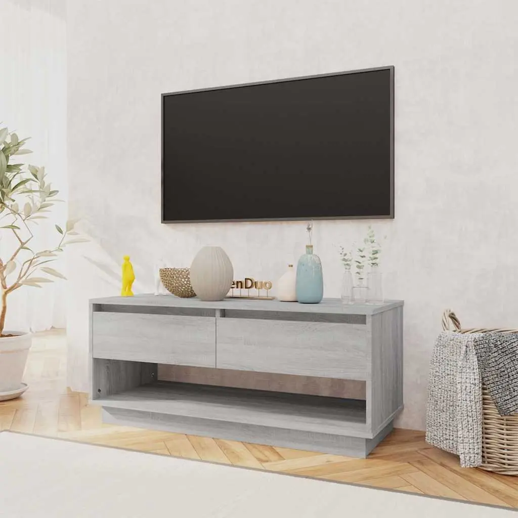 TV Cabinet Media Storage Engineered Wood 102 x 41 x 44 cm Grey Sonoma