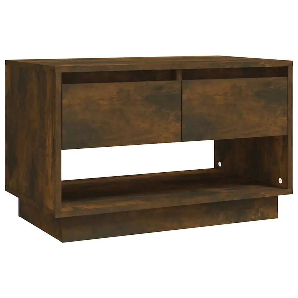 TV Cabinet Brown Living Room Storage Unit 2 Drawers Open Compartment 70 x 41 x 44 cm