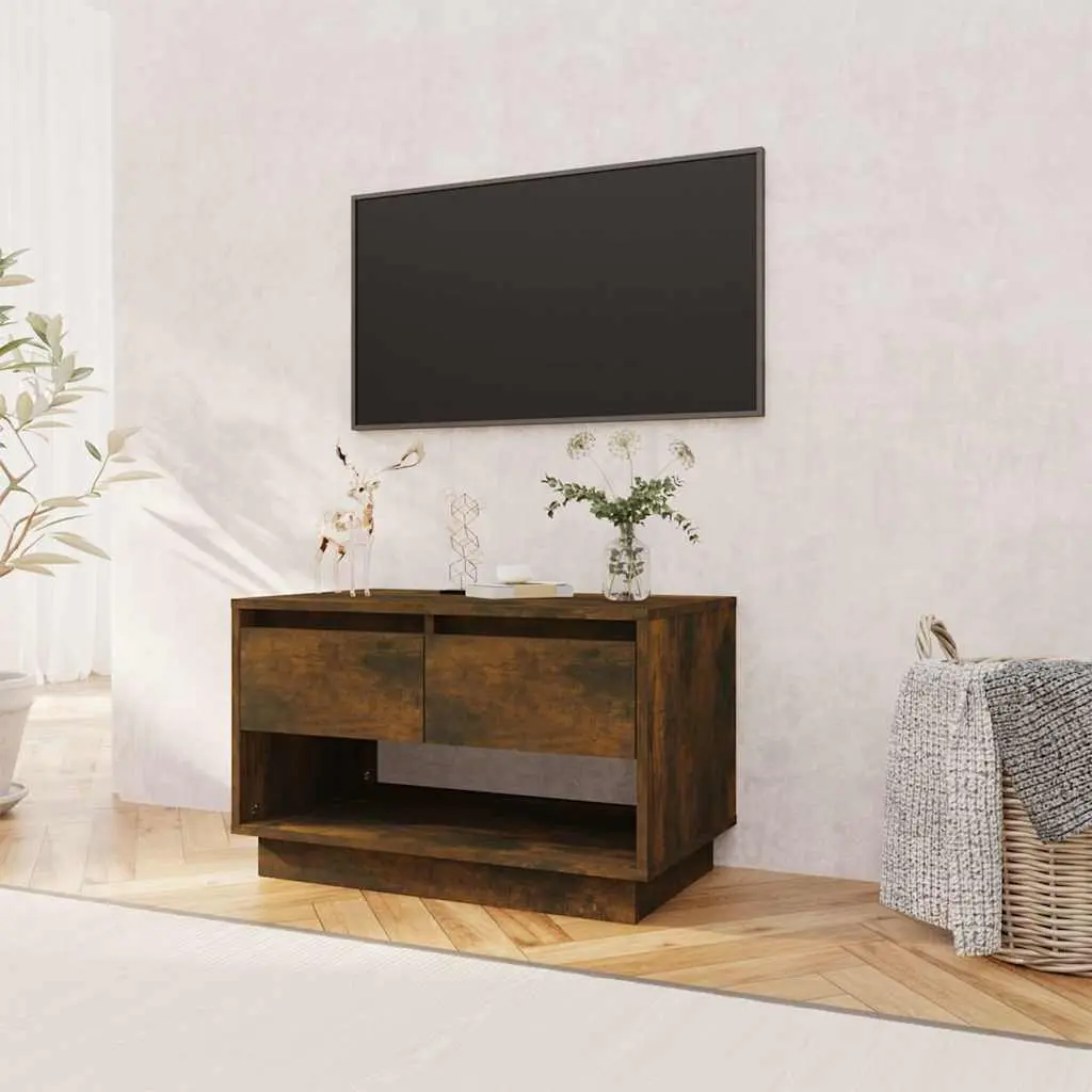 TV Cabinet Brown Living Room Storage Unit 2 Drawers Open Compartment 70 x 41 x 44 cm