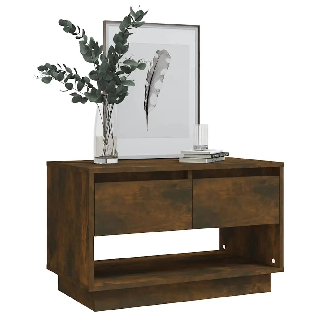 TV Cabinet Brown Living Room Storage Unit 2 Drawers Open Compartment 70 x 41 x 44 cm