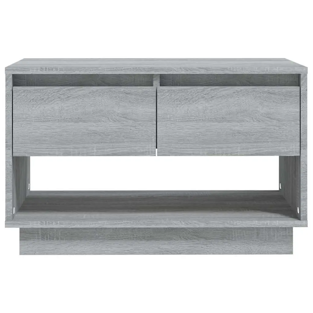 TV Cabinet Grey 70x41x44cm Living Room Storage Unit with Drawers Open Compartment