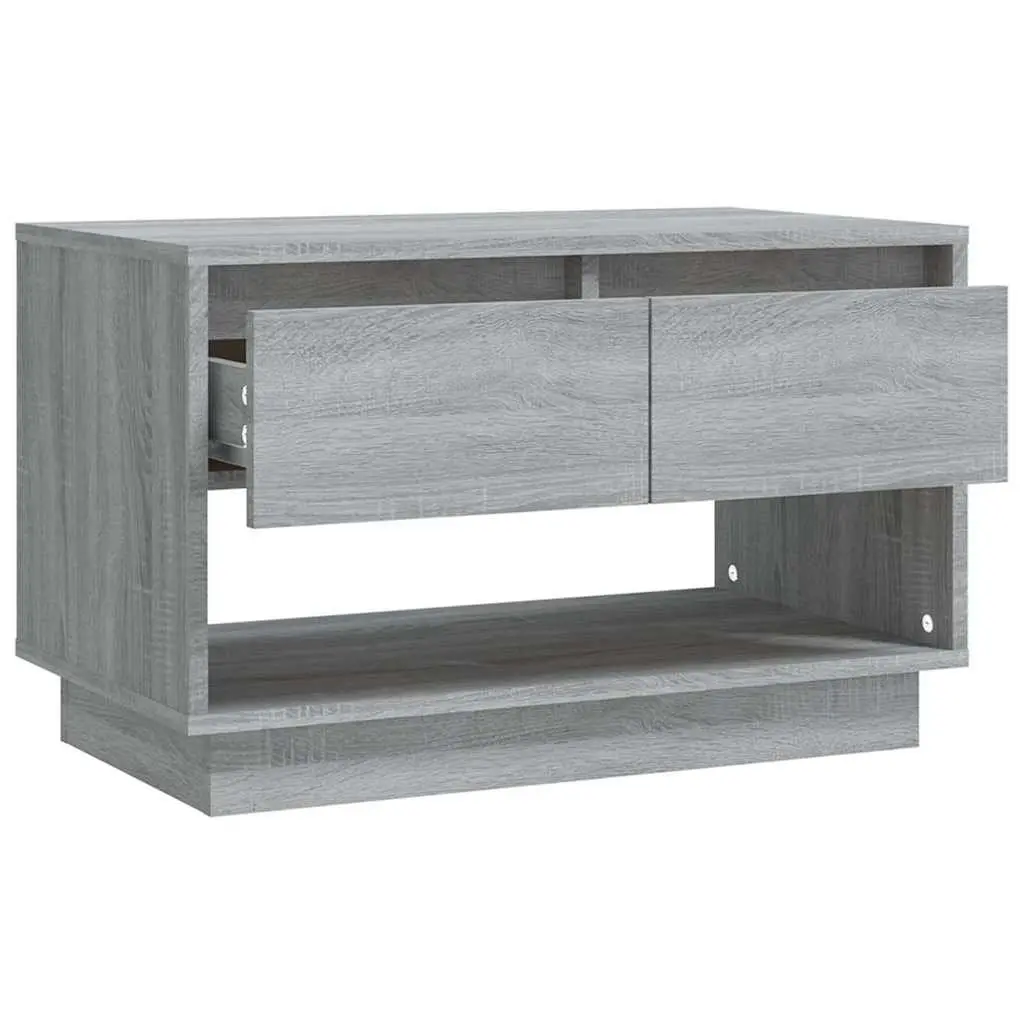 TV Cabinet Grey 70x41x44cm Living Room Storage Unit with Drawers Open Compartment
