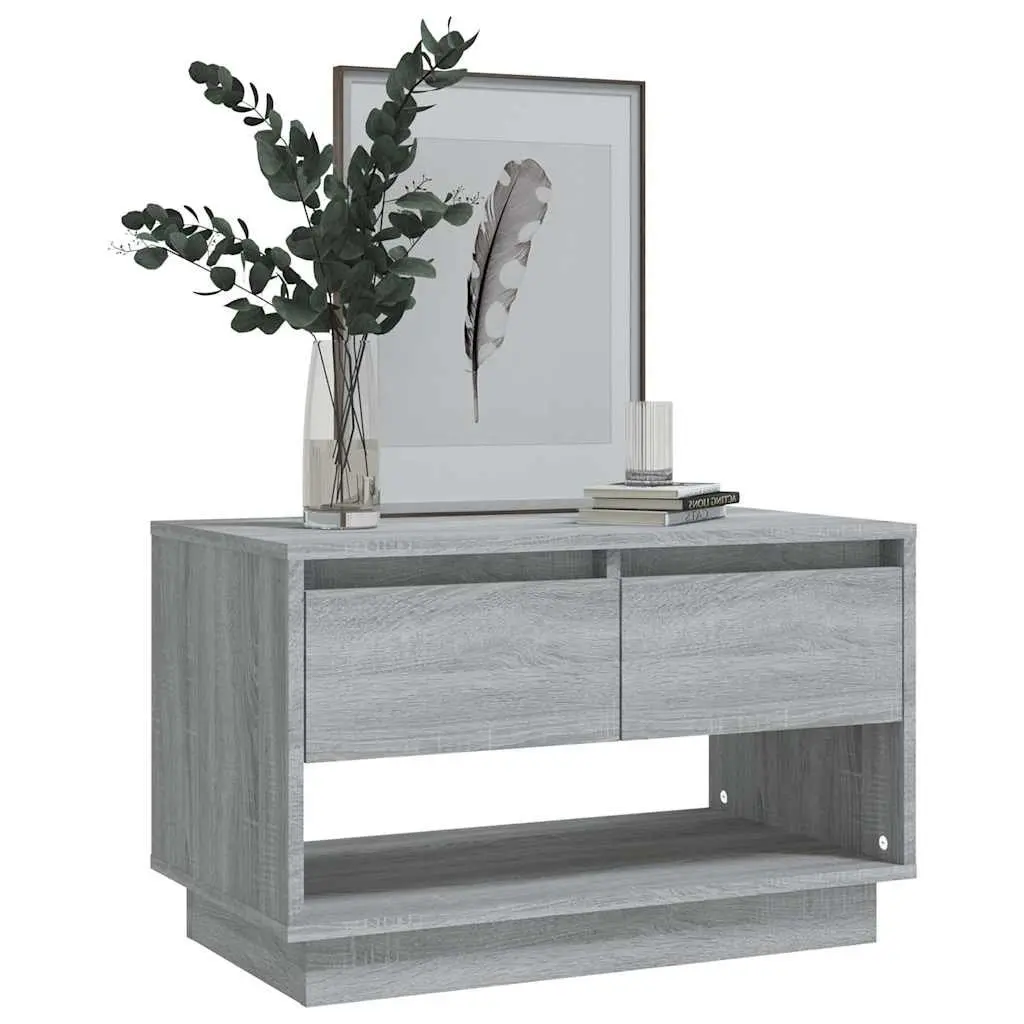 TV Cabinet Grey 70x41x44cm Living Room Storage Unit with Drawers Open Compartment