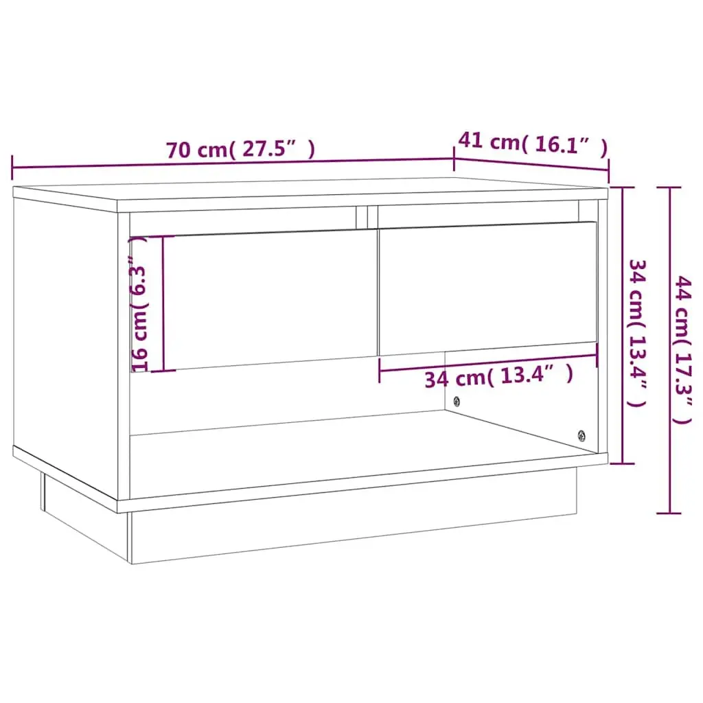 TV Cabinet Grey 70x41x44cm Living Room Storage Unit with Drawers Open Compartment
