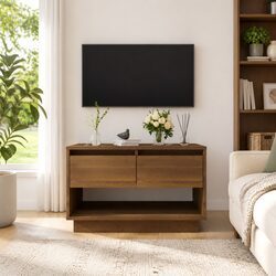 Brown Oak TV Cabinet: Practical Storage Solution