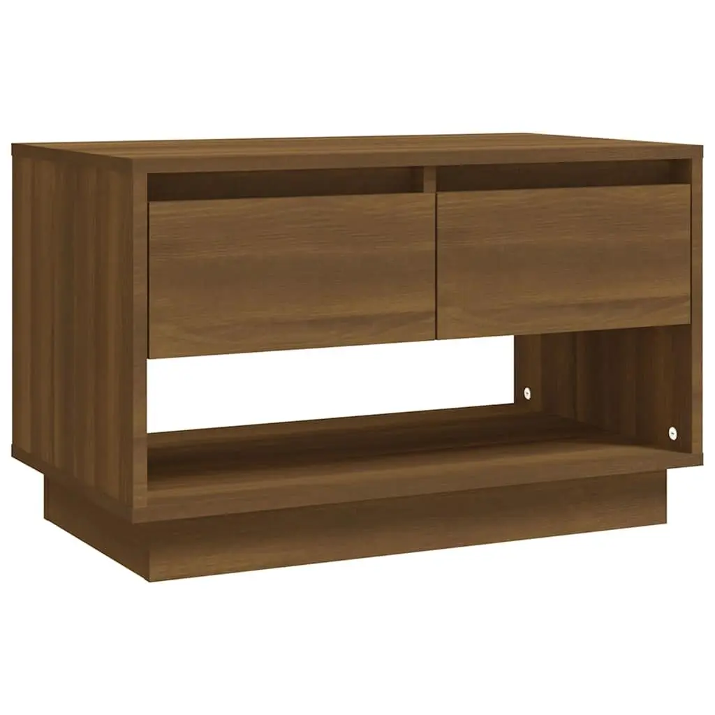 TV Cabinet Storage Unit Brown Oak Living Room 70W x 41D x 44H cm with Drawers Open Compartment