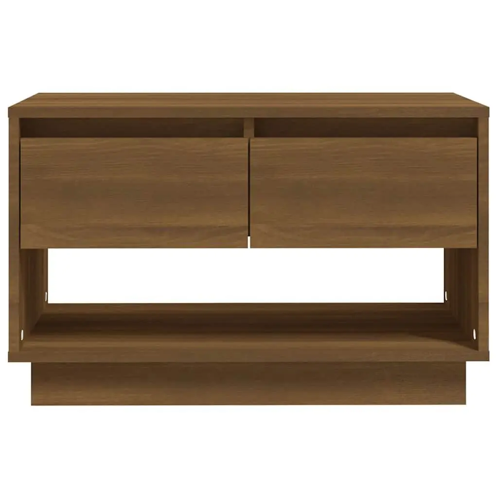 TV Cabinet Storage Unit Brown Oak Living Room 70W x 41D x 44H cm with Drawers Open Compartment