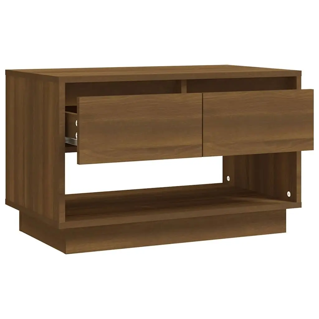 TV Cabinet Storage Unit Brown Oak Living Room 70W x 41D x 44H cm with Drawers Open Compartment