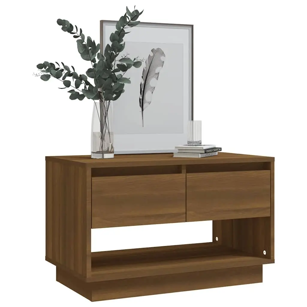 TV Cabinet Storage Unit Brown Oak Living Room 70W x 41D x 44H cm with Drawers Open Compartment
