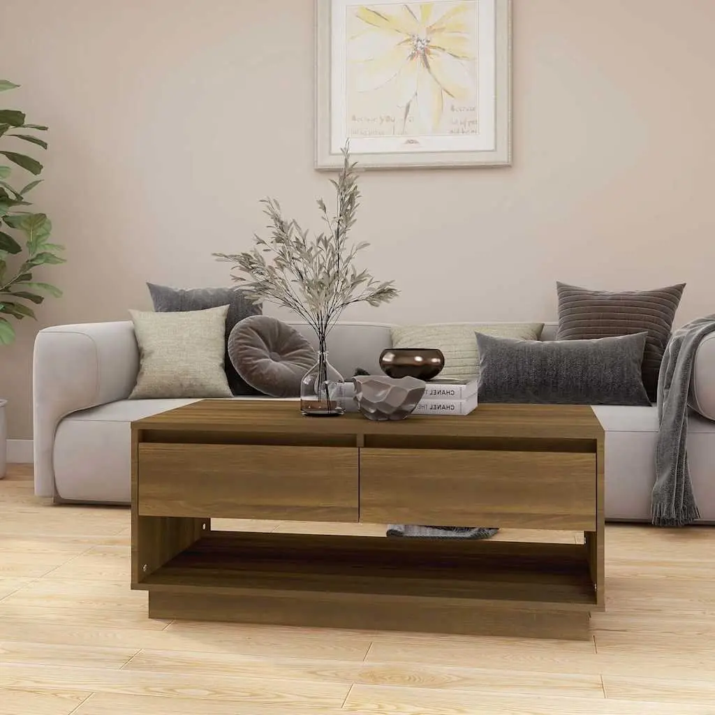 Coffee Table Storage Brown Oak 102.5x55x44 cm