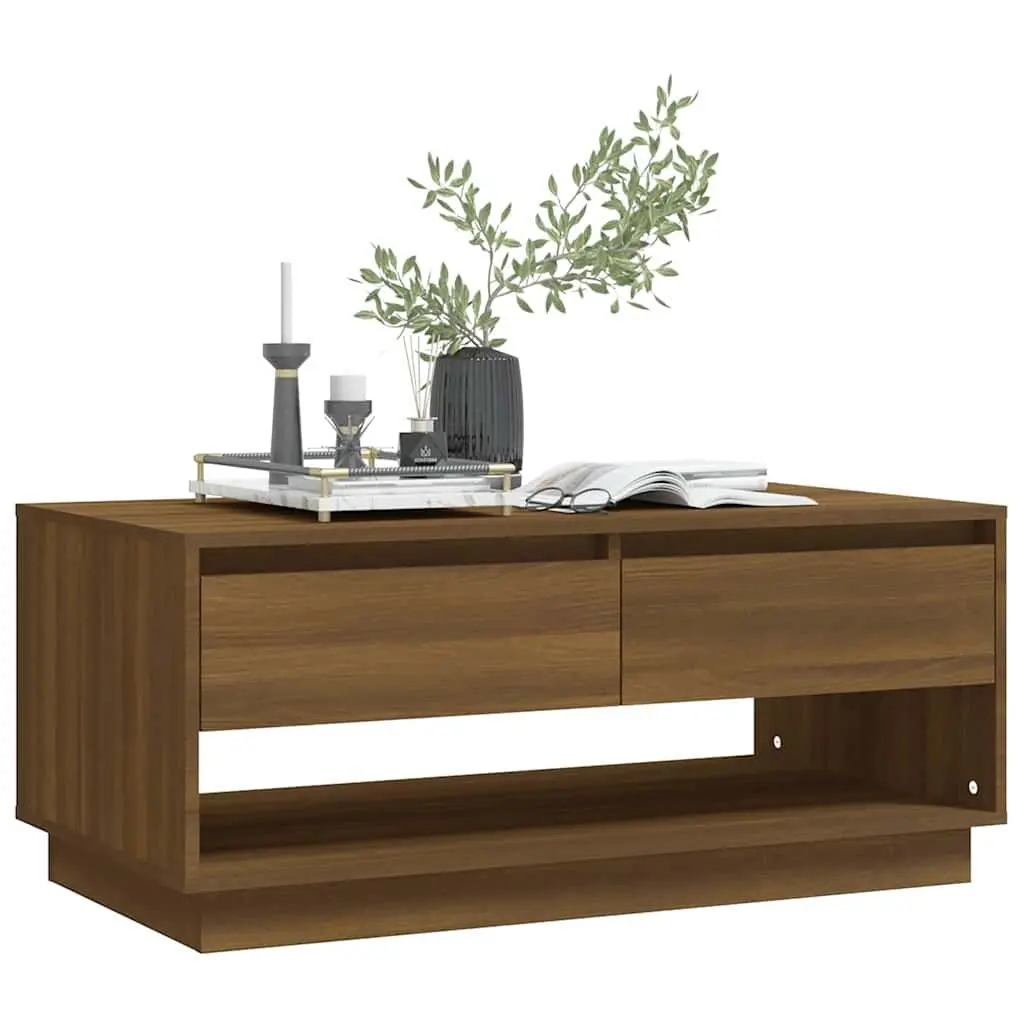 Coffee Table Storage Brown Oak 102.5x55x44 cm
