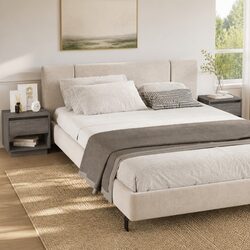 Bedside Cabinet Grey Sonoma Set 2 pcs Nightstand Storage Drawer Compartment