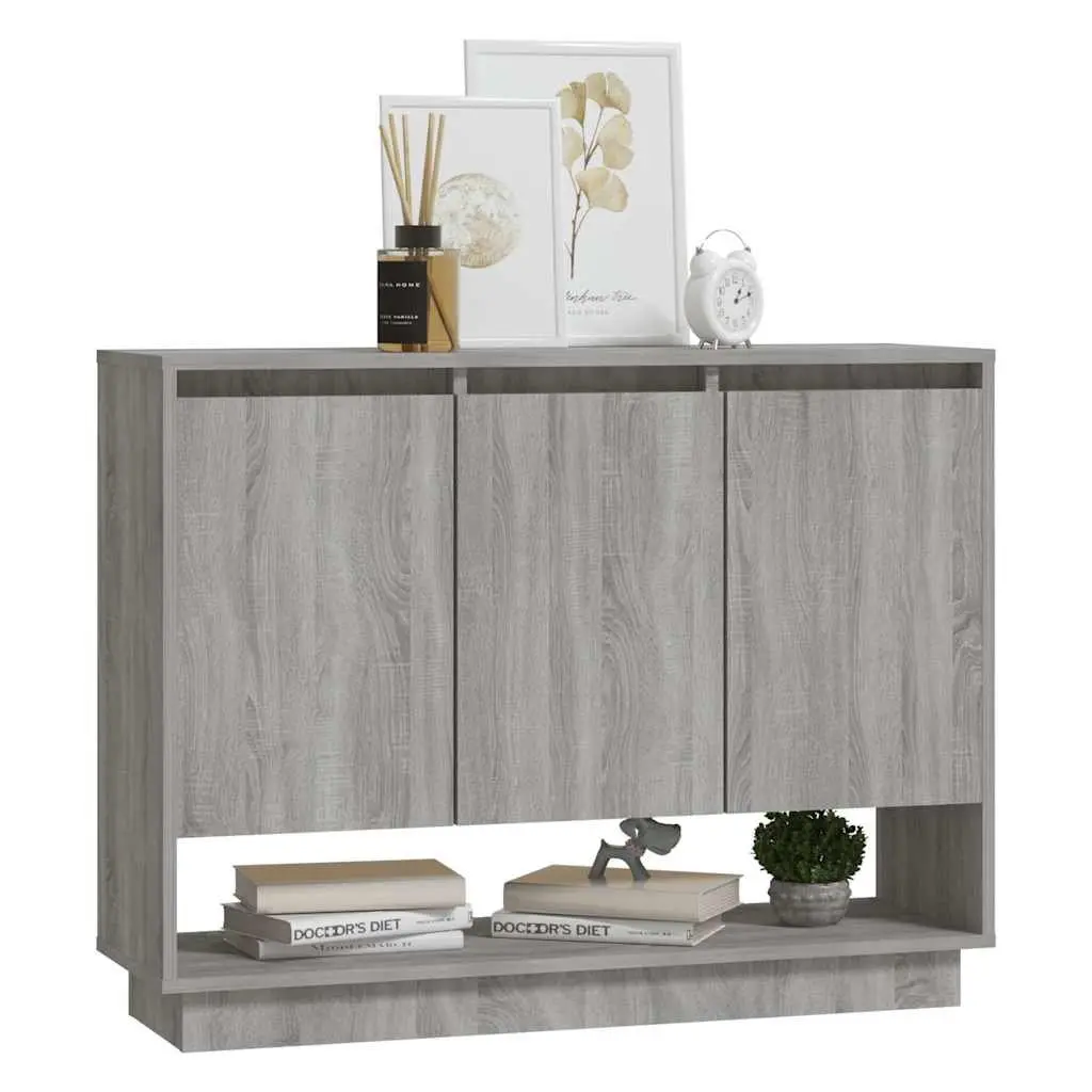 Sideboard Storage Cabinet Grey 97x31x75cm 3 Door Buffet Cupboard Display Unit