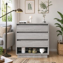 Sideboard Grey Sonoma Storage Cabinet with 3 Drawers 1 Compartment Home
