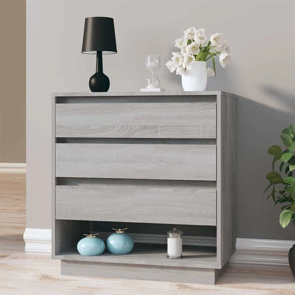 Sideboard Grey Sonoma Storage Cabinet 3 Drawers 1 Compartment