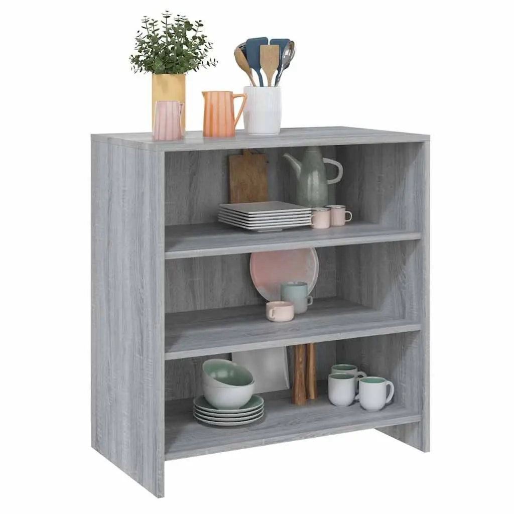 Sideboard Storage Cabinet 3 Shelf Display Cupboard 70 x 40.5 x 75 cm Grey