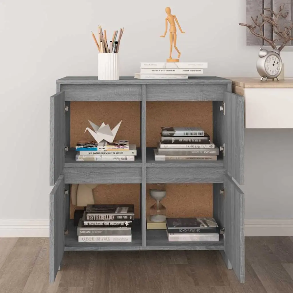 Sideboard Grey Sonoma 70x41x75 cm Storage Cabinet 4 Doors Engineered Wood