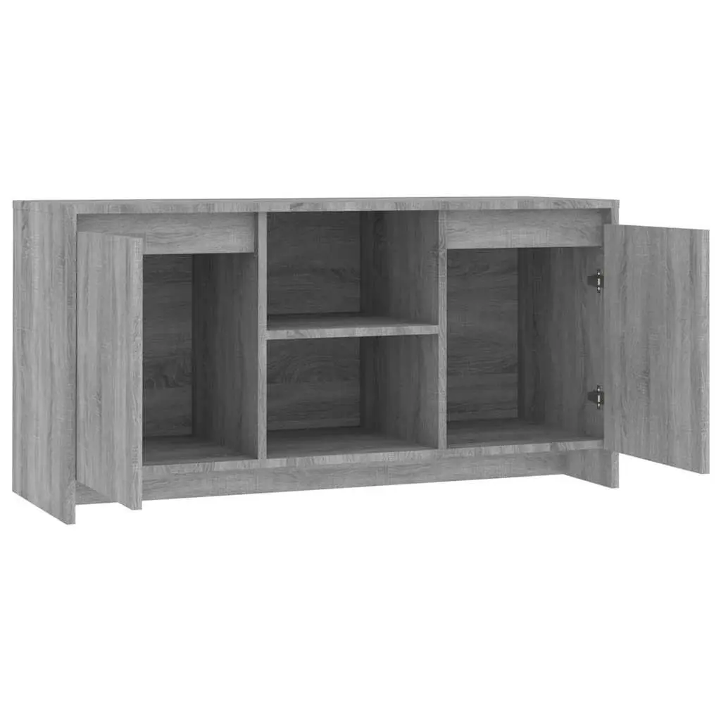 TV Cabinet Storage Doors Compartments Grey Engineered Wood Media Unit