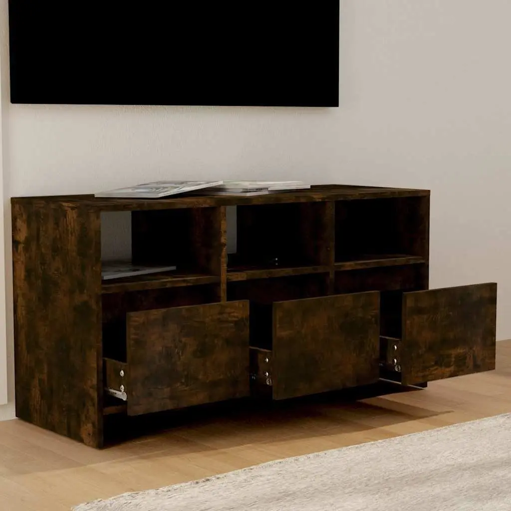 TV Cabinet Brown Living Room Storage Unit 3 Drawers 3 Compartments