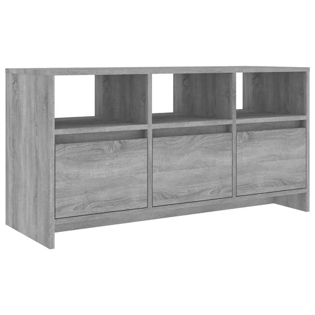 TV Cabinet Grey 102x37.5x52.5cm Living Room Storage Lowboard with Drawers