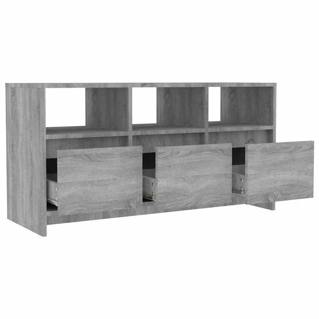 TV Cabinet Grey 102x37.5x52.5cm Living Room Storage Lowboard with Drawers