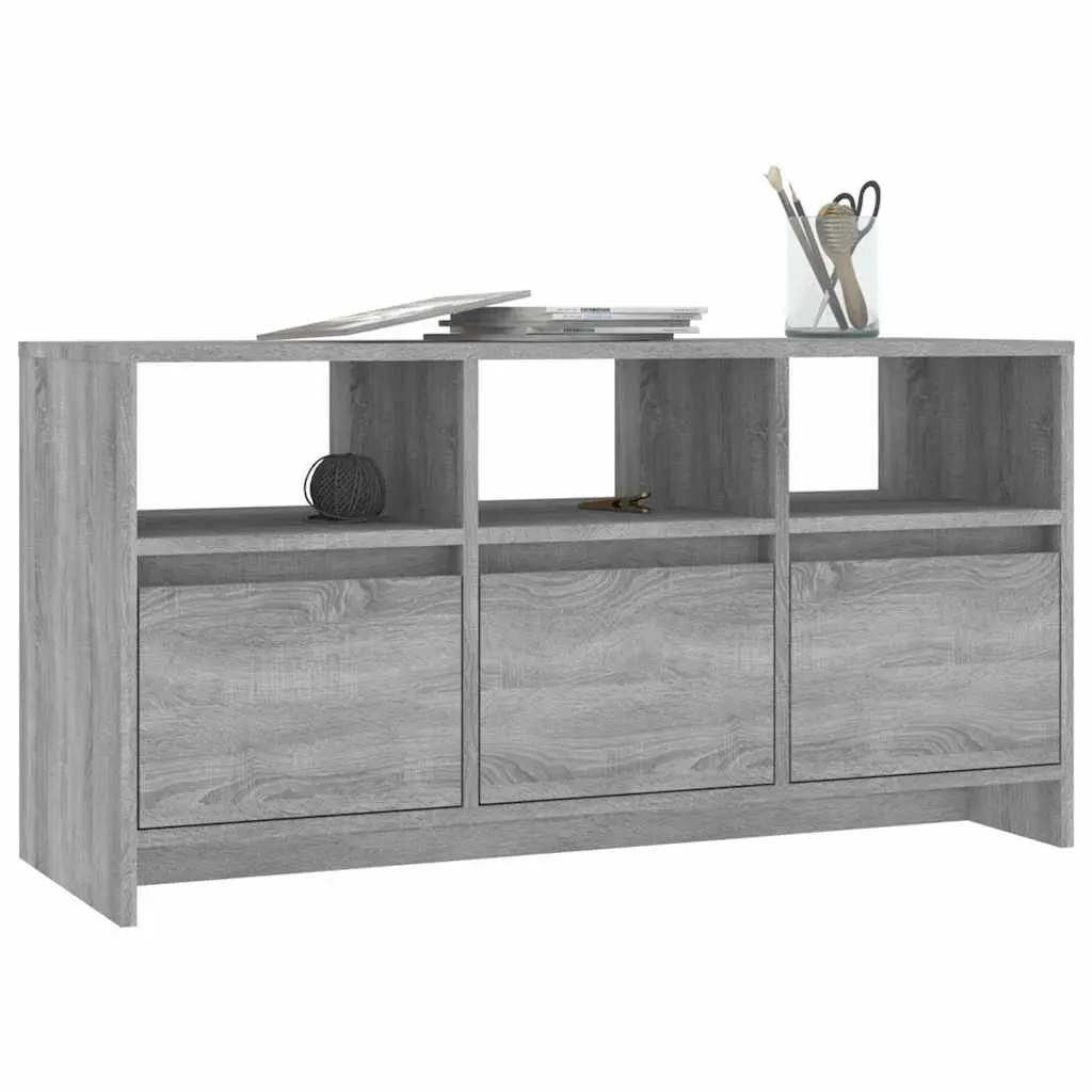 TV Cabinet Grey 102x37.5x52.5cm Living Room Storage Lowboard with Drawers