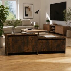 Practical 4 Door TV Cabinet in Smoked Oak Finish