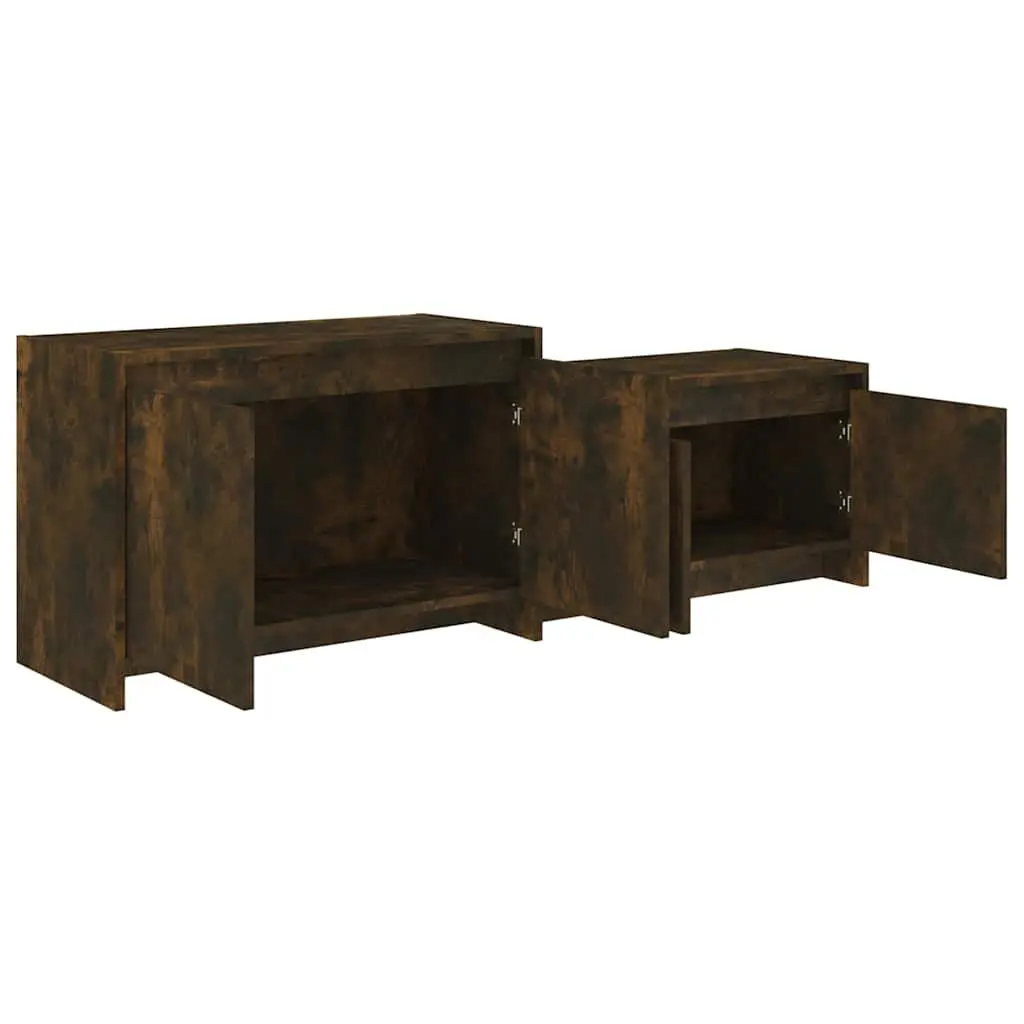 4 Door TV Cabinet in Smoked Oak Finish
