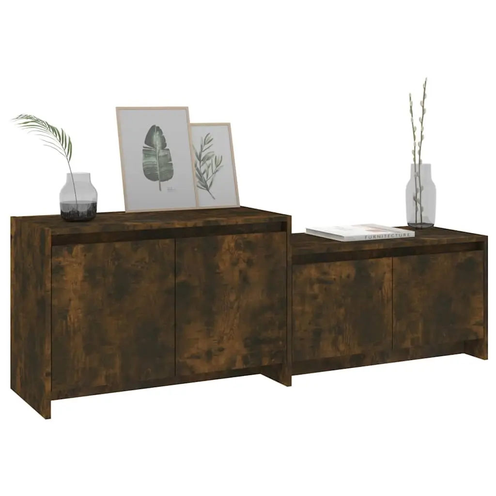 4 Door TV Cabinet in Smoked Oak Finish