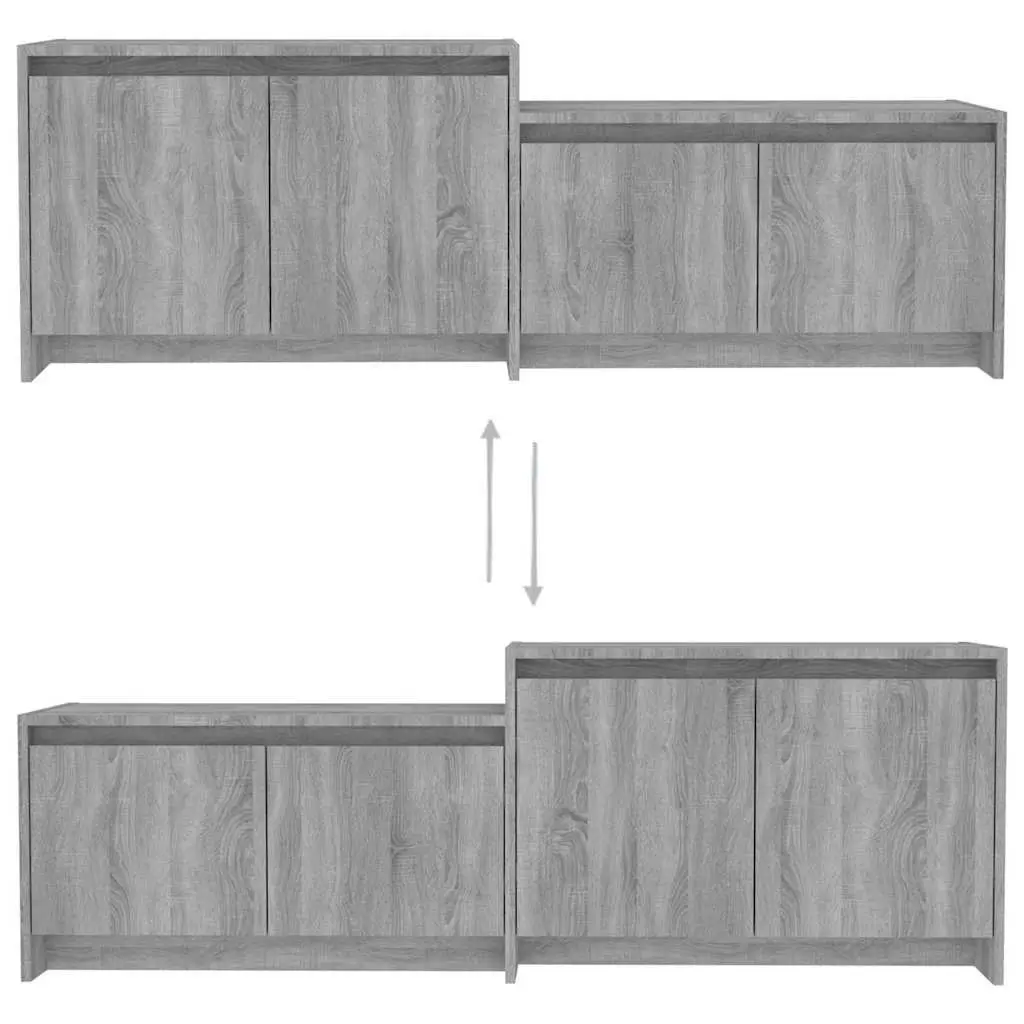 TV Cabinet 146.5cm Grey Sonoma Low Board 4 Door Storage Unit Living Room