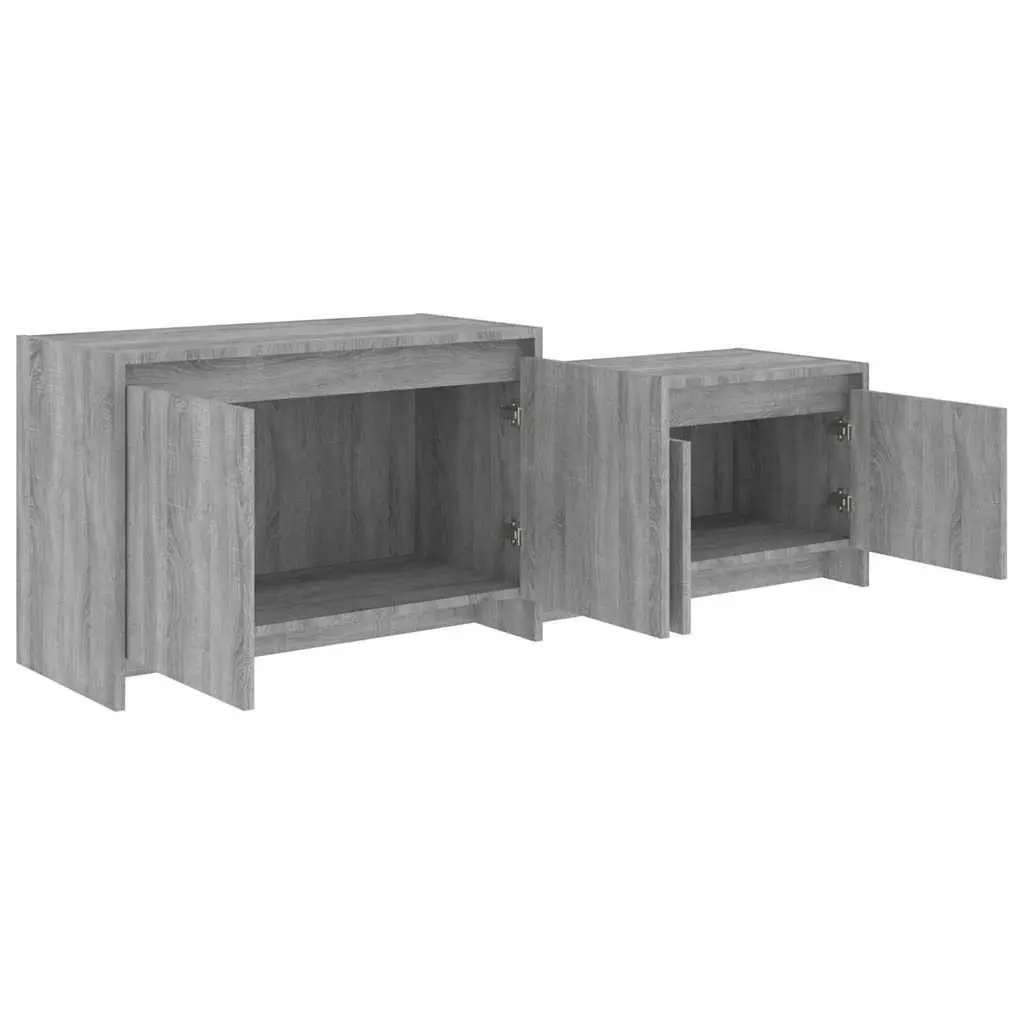 TV Cabinet 146.5cm Grey Sonoma Low Board 4 Door Storage Unit Living Room