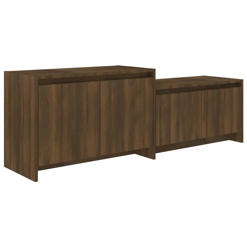TV Cabinet Storage Unit 146.5cm Brown Engineered Wood Lowboard with 4 Doors