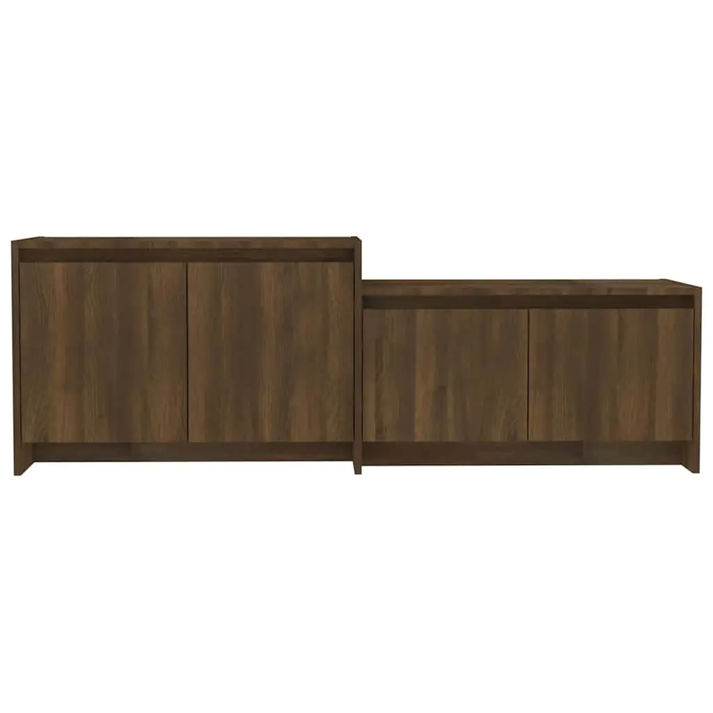 TV Cabinet Storage Unit 146.5cm Brown Engineered Wood Lowboard with 4 Doors