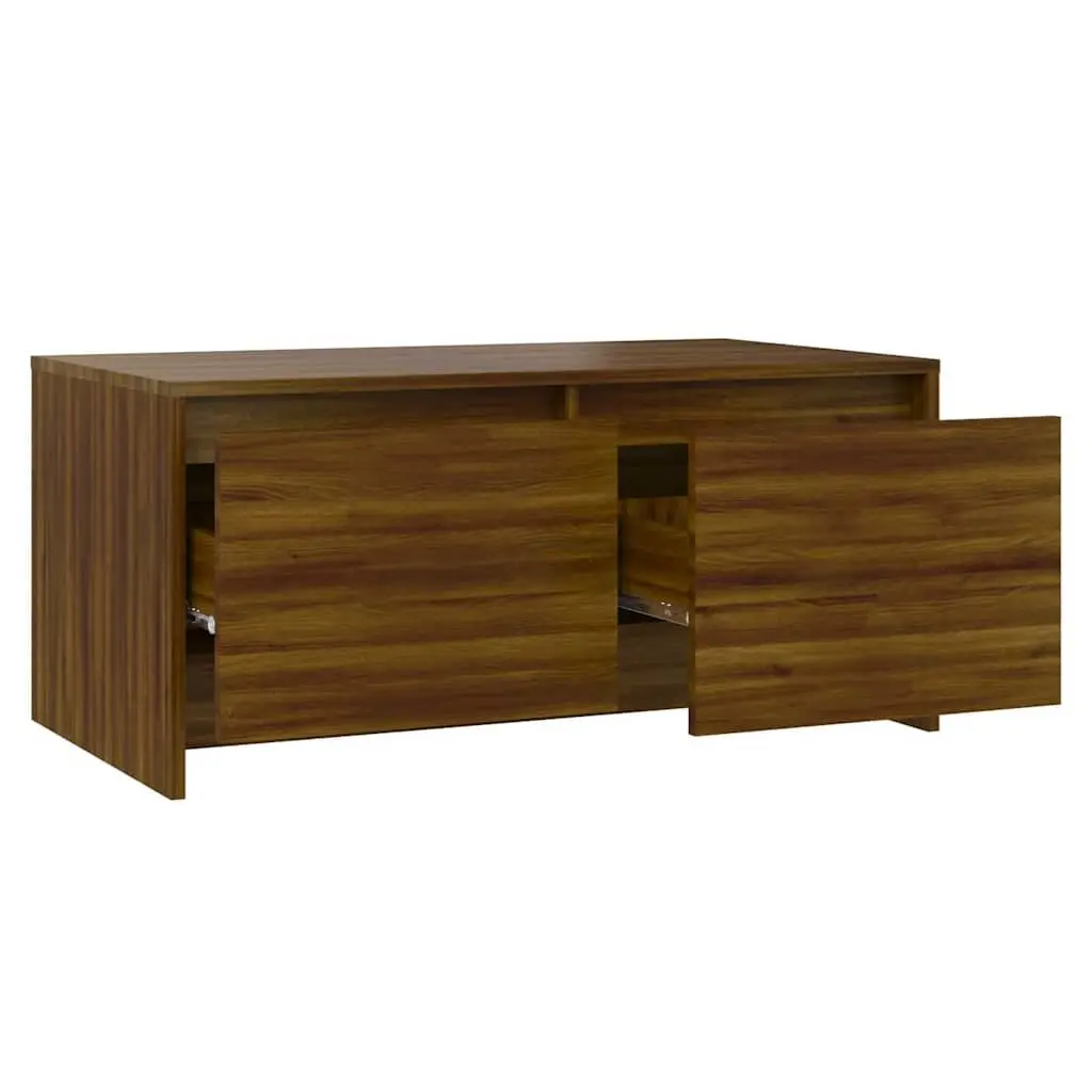 Coffee Table Brown Oak with Storage Drawers Modern Living Room Furniture