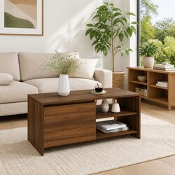 Reliable Brown Oak Coffee Table with Modern Features