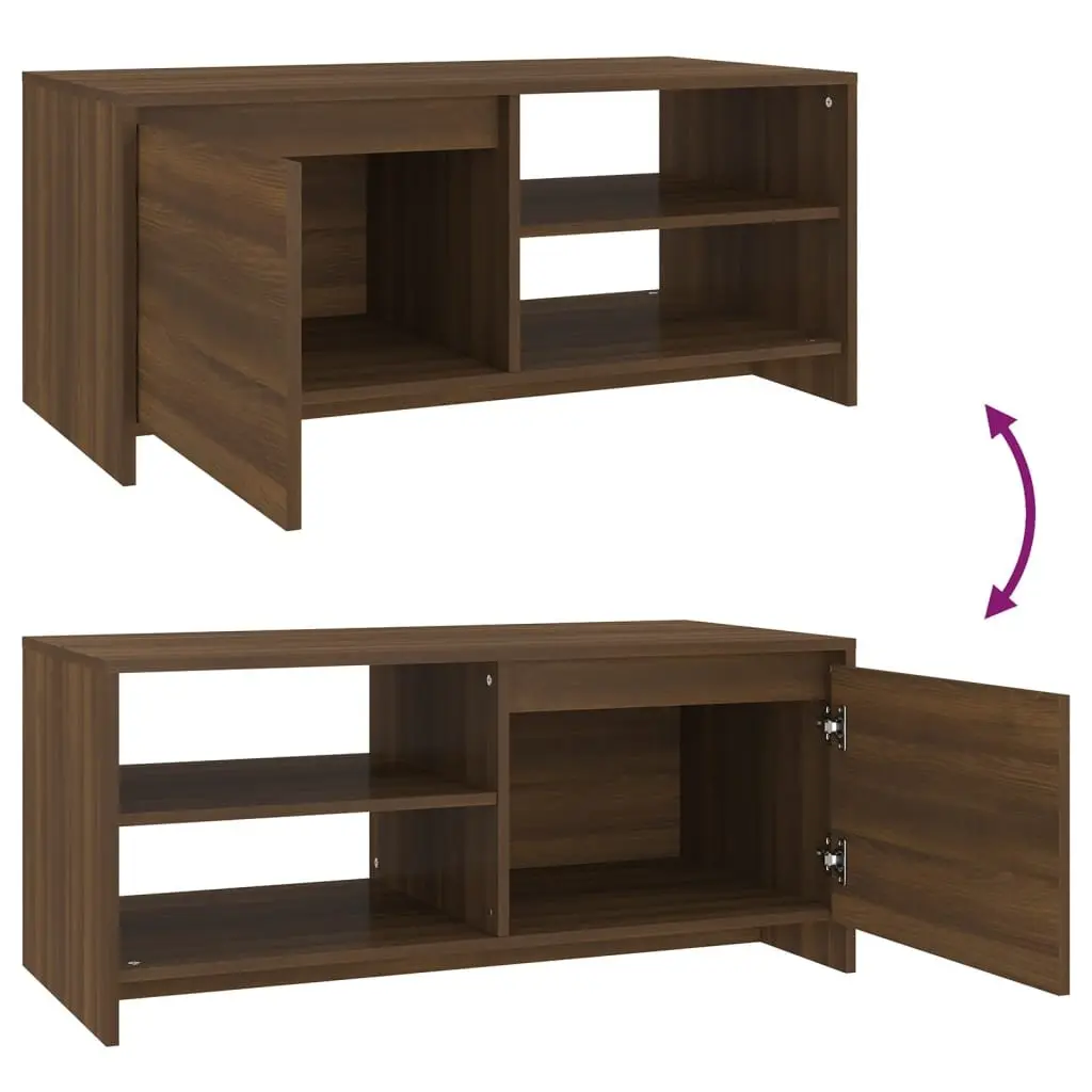 Coffee Table Brown Oak Modern Design Living Room Furniture with Storage Shelf