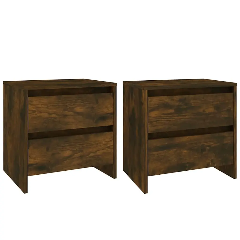 Bedside Cabinets Storage 2 Piece Brown Smoked Oak 45x34.5x44.5 cm Nightstands
