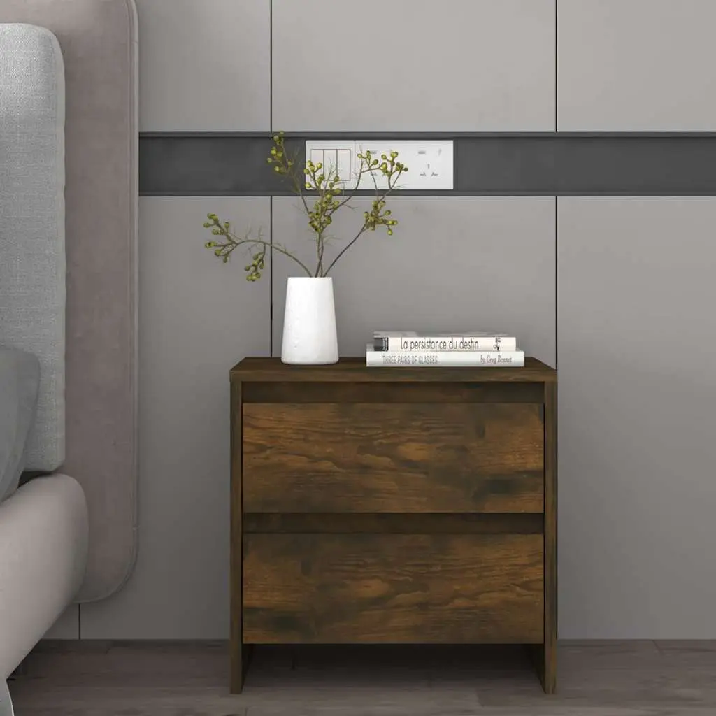 Bedside Cabinets Storage 2 Piece Brown Smoked Oak 45x34.5x44.5 cm Nightstands