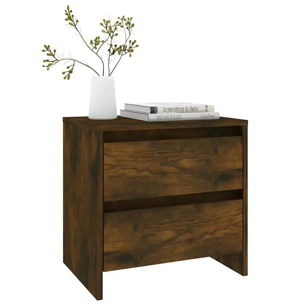 Bedside Cabinets Storage 2 Piece Brown Smoked Oak 45x34.5x44.5 cm Nightstands