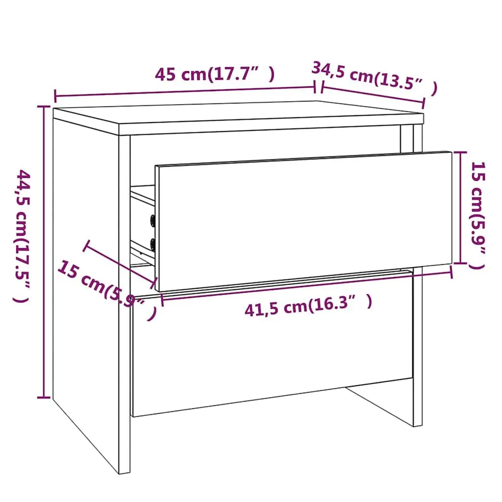 Bedside Cabinets Storage 2 Piece Brown Smoked Oak 45x34.5x44.5 cm Nightstands