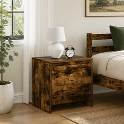 Bedside Cabinet 45x34x44.5cm Smoked Oak Engineered Wood Nightstand Storage